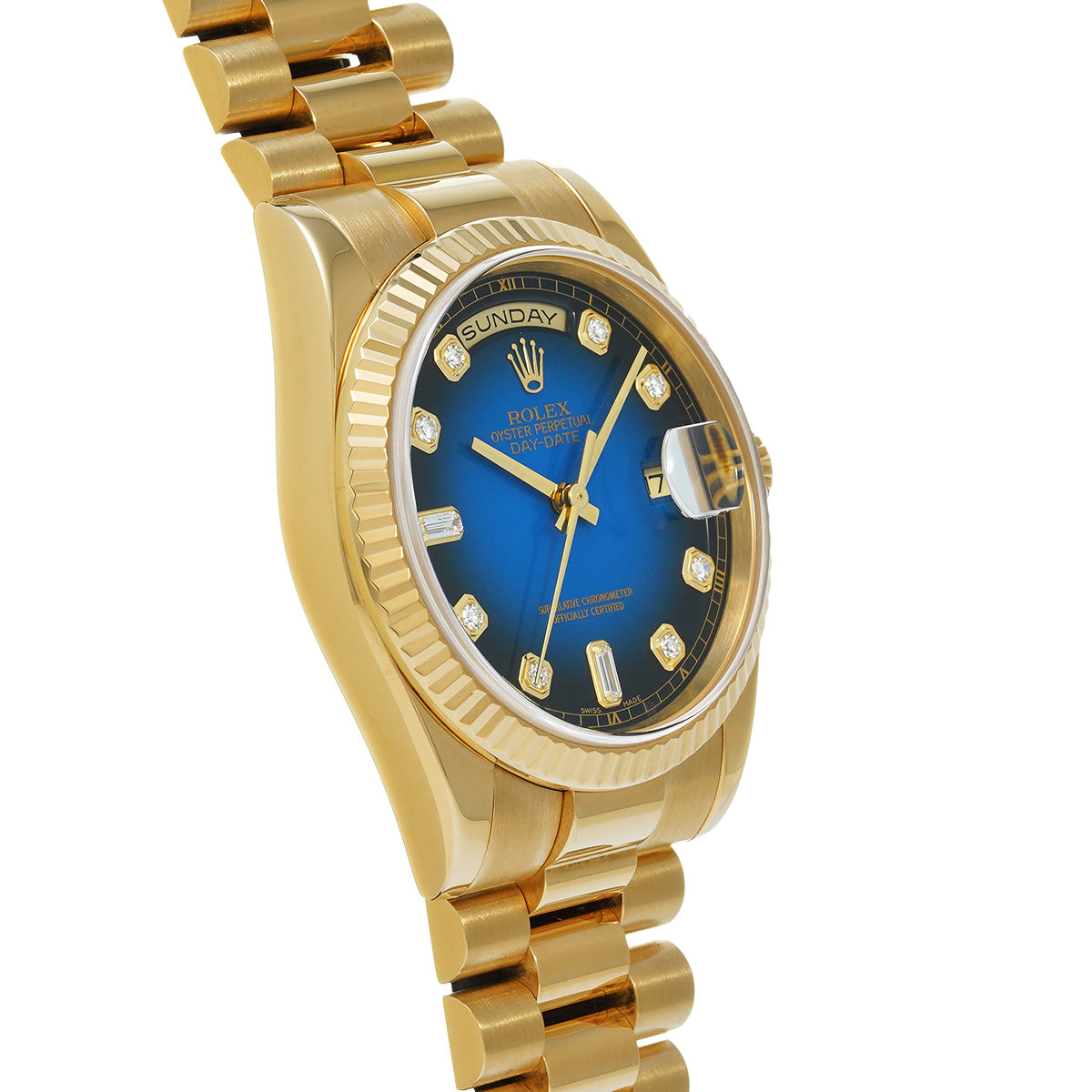 Day Date 118238A K (manufactured circa 2002) Blue Gradation/Diamond ROLEX Men's [Pre-Owned].