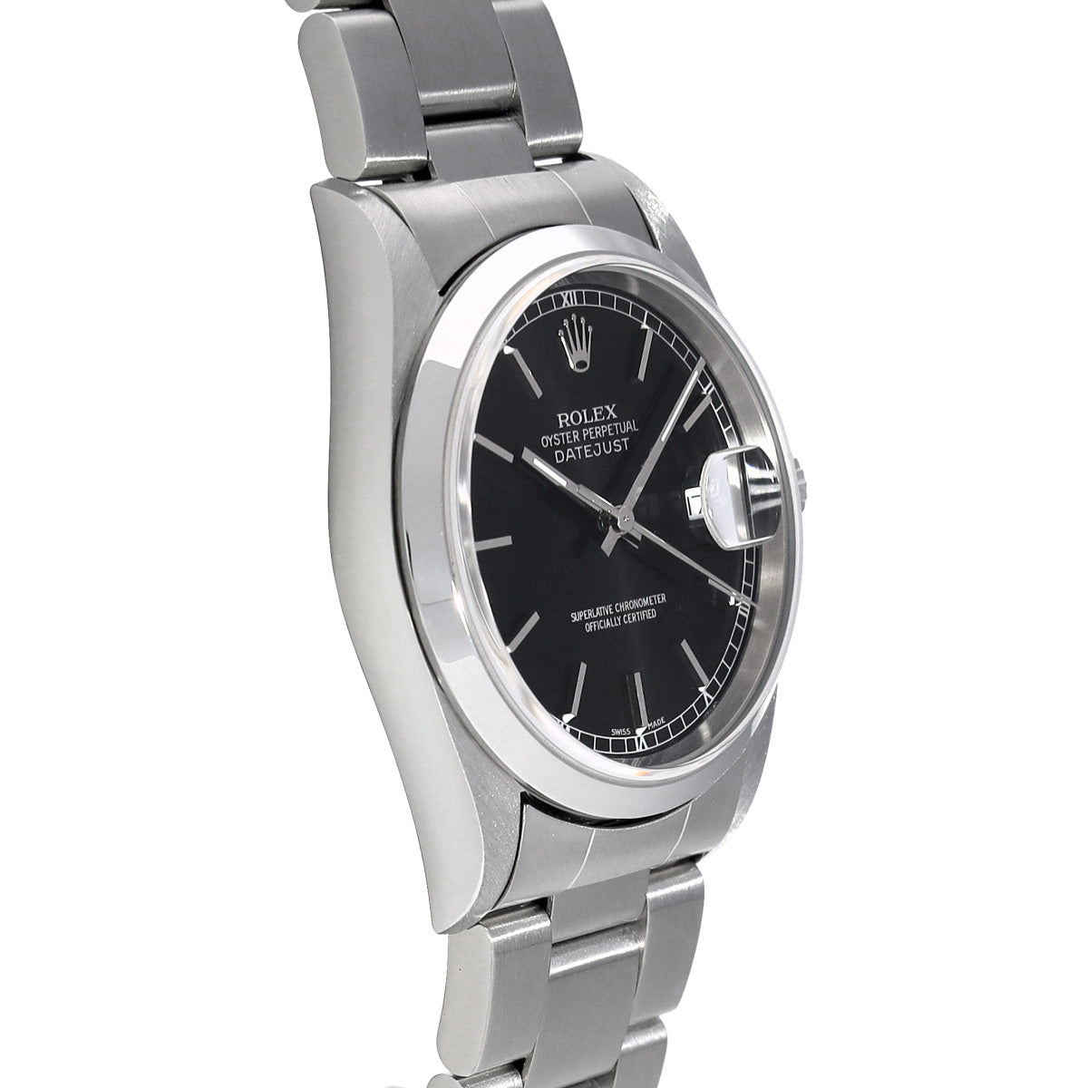 DATE JUST 16200 Y (manufactured circa 2003) Black ROLEX Men's [Pre-Owned].