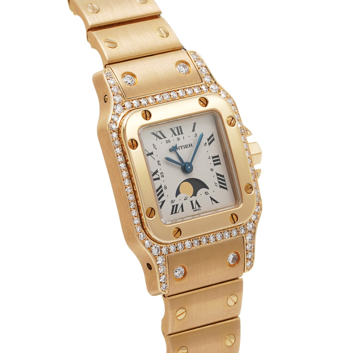 819903 Santos Garbe SM Moonphase Ivory CARTIER Ladies [Pre-owned].