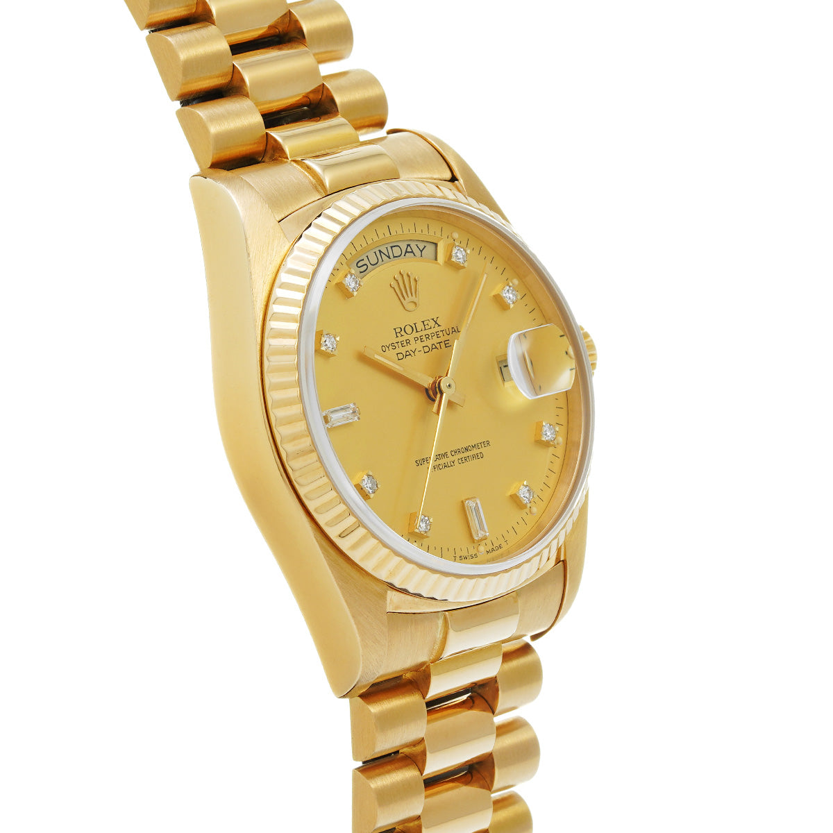 Day Date 18038A 84th (manufactured circa 1984) Champagne/Diamond ROLEX Men's [Pre-Owned].