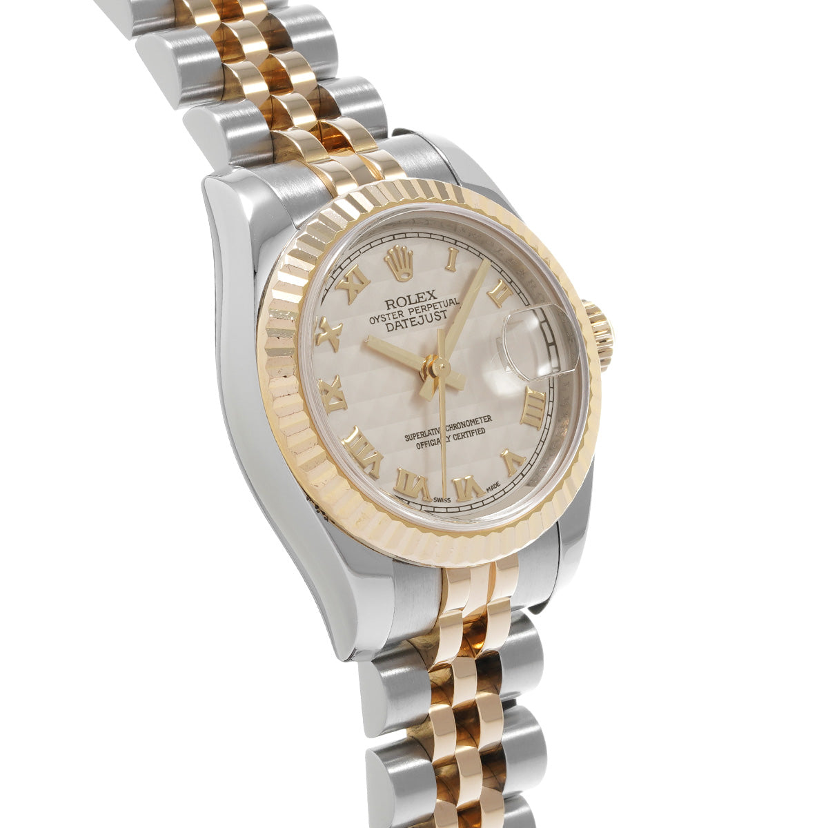 DATE JUST 179173 M (made around 2008) Ivory Pyramid ROLEX Ladies [Pre-Owned].