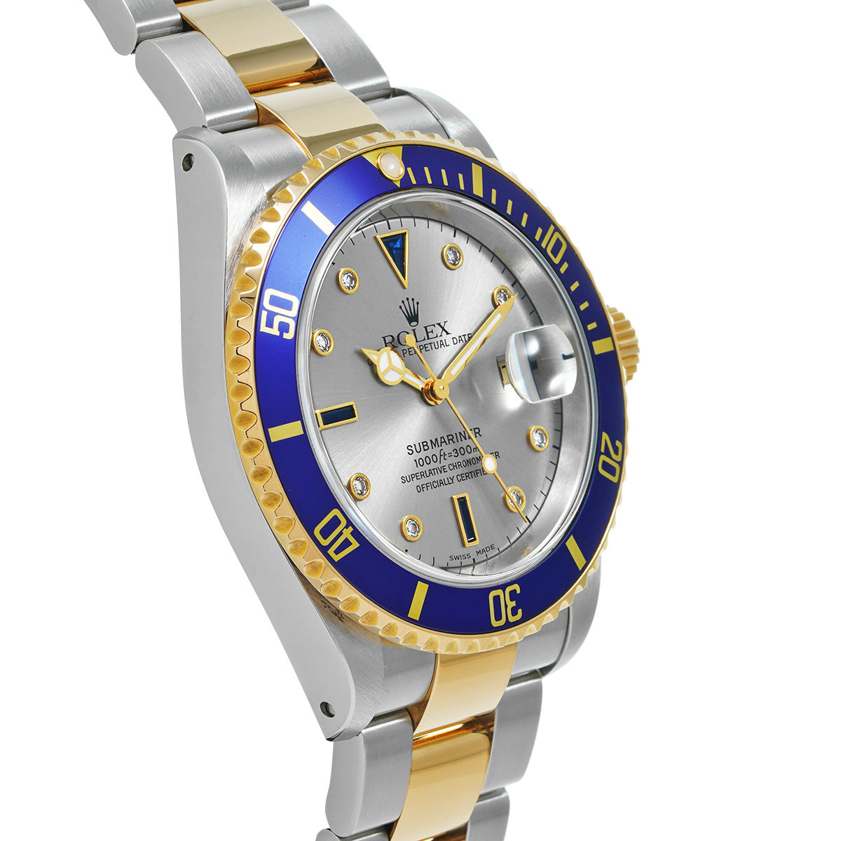 Submariner Date 16613SG K (manufactured circa 2002) Gray/Sapphire/Diamond ROLEX Men's [Pre-Owned].