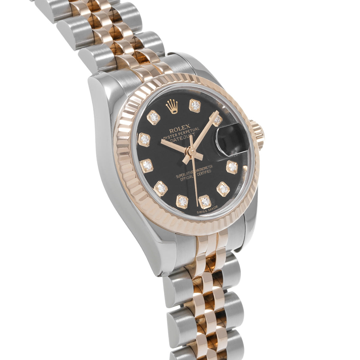 DATE JUST 179171G G (made around 2012) Black/Diamond ROLEX Ladies [Pre-Owned].