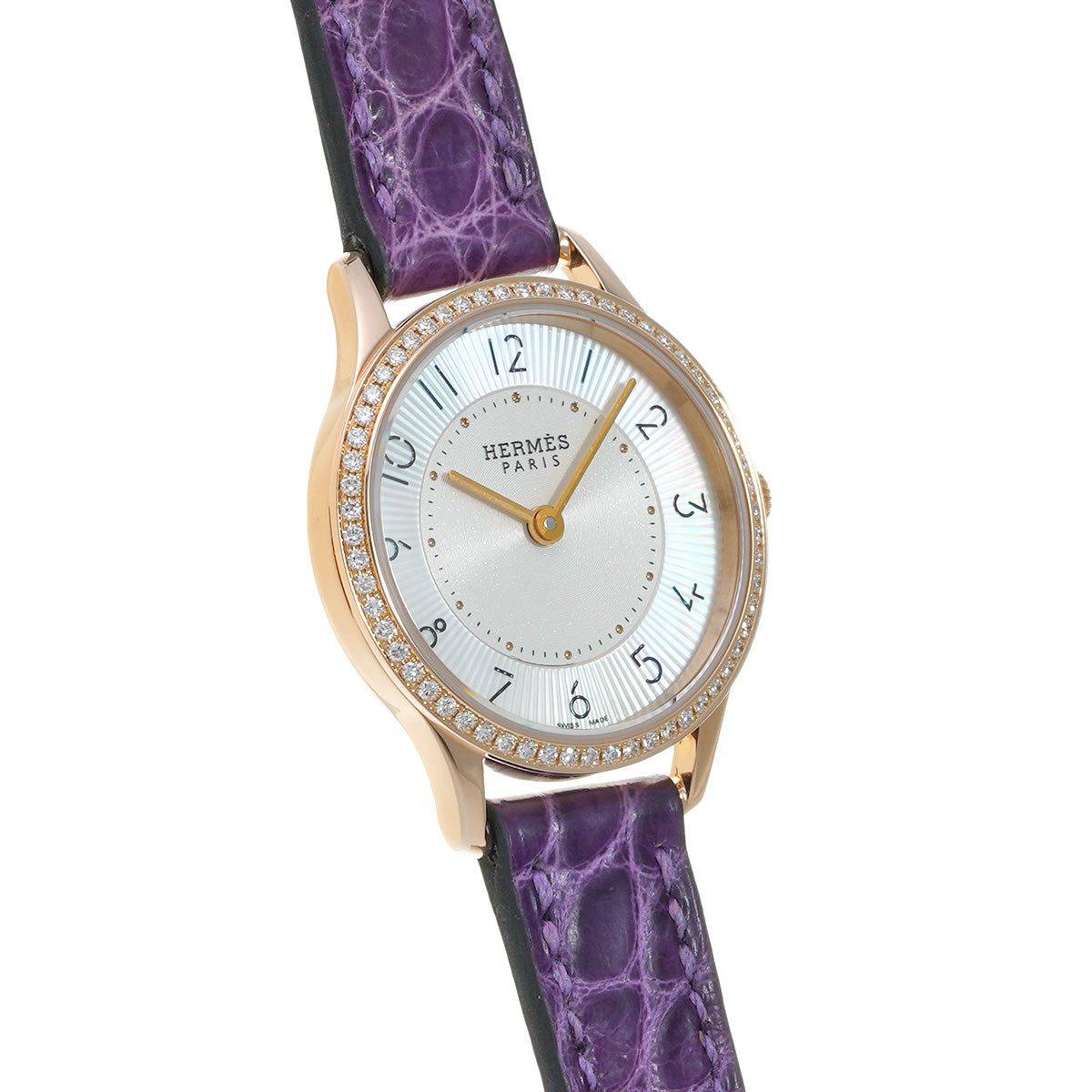 Slim de Hermes Bezel Diamond CA2.171 White MOP HERMES Ladies [Pre-owned].