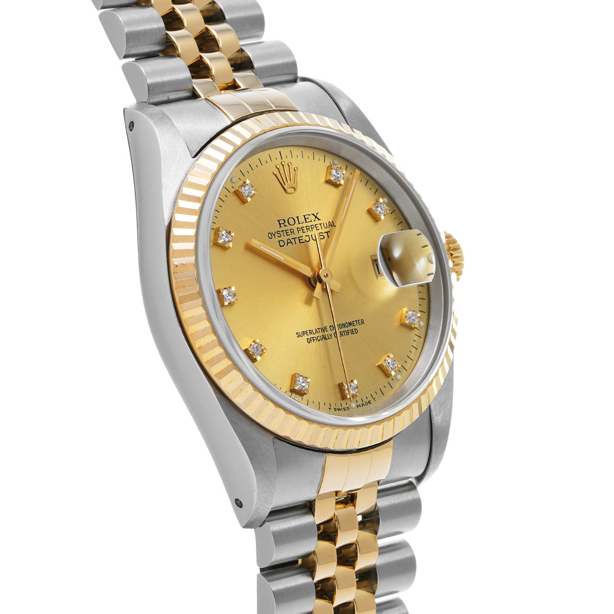 DATE JUST 16233G X (manufactured circa 1991) Champagne/Diamond ROLEX Men's [Pre-Owned].