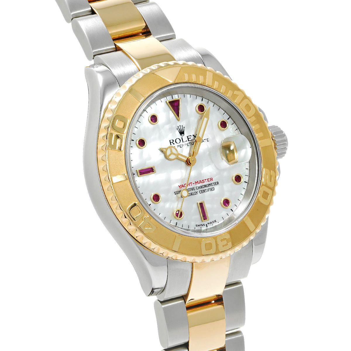 Yacht-Master 40 16623NGR F (manufactured circa 2004) White MOP/Ruby ROLEX Men's [Pre-Owned].