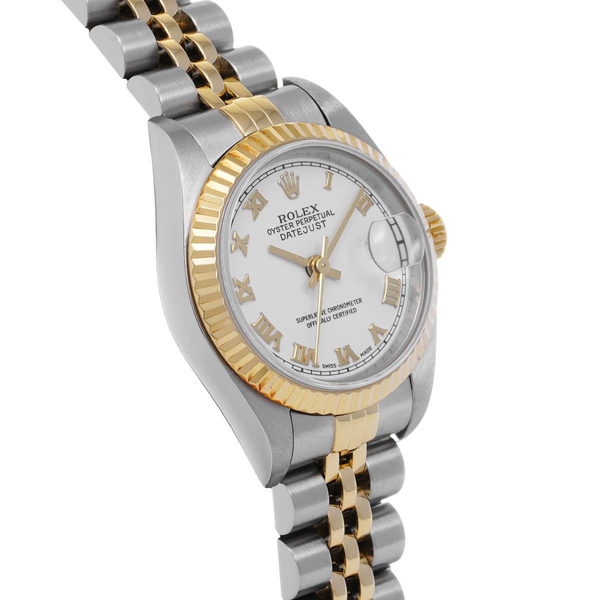 DATE JUST 79173 K (manufactured circa 2002) White ROLEX Ladies [Pre-Owned].