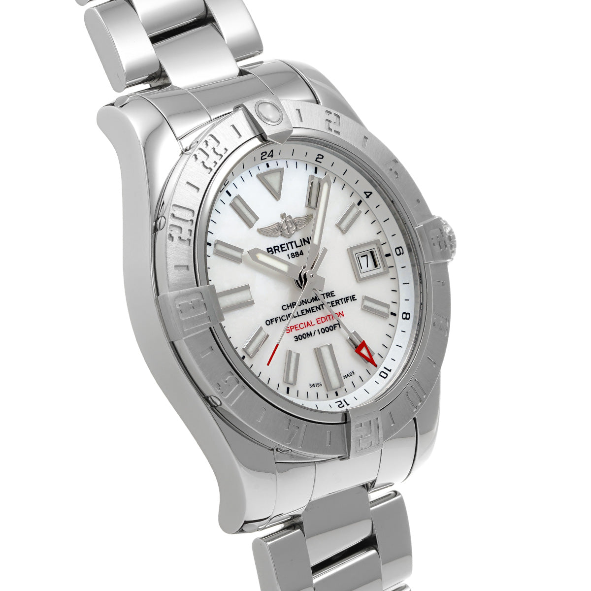 Avenger II GMT Mother of Pearl Japan Limited Edition A3239011/A809 White MOP BREITLING Men's [Pre-Owned].