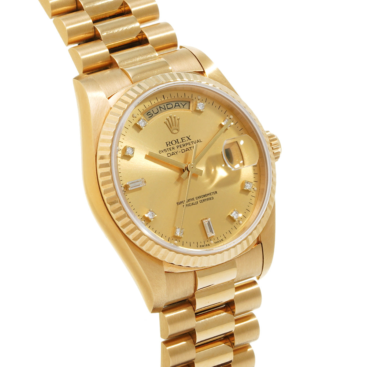 Day Date 36 18238A L (manufactured circa 1988) Champagne/Diamond ROLEX Men's [Pre-Owned].