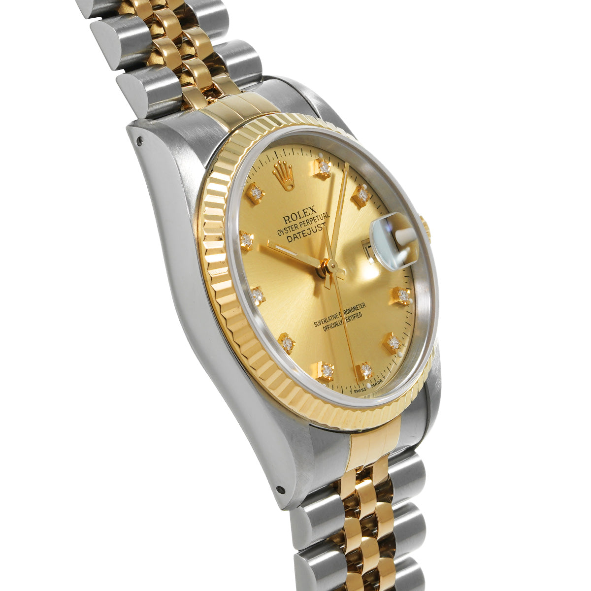 Datejust 16233G E (manufactured circa 1991) Champagne/Diamond ROLEX Men's [Pre-Owned].