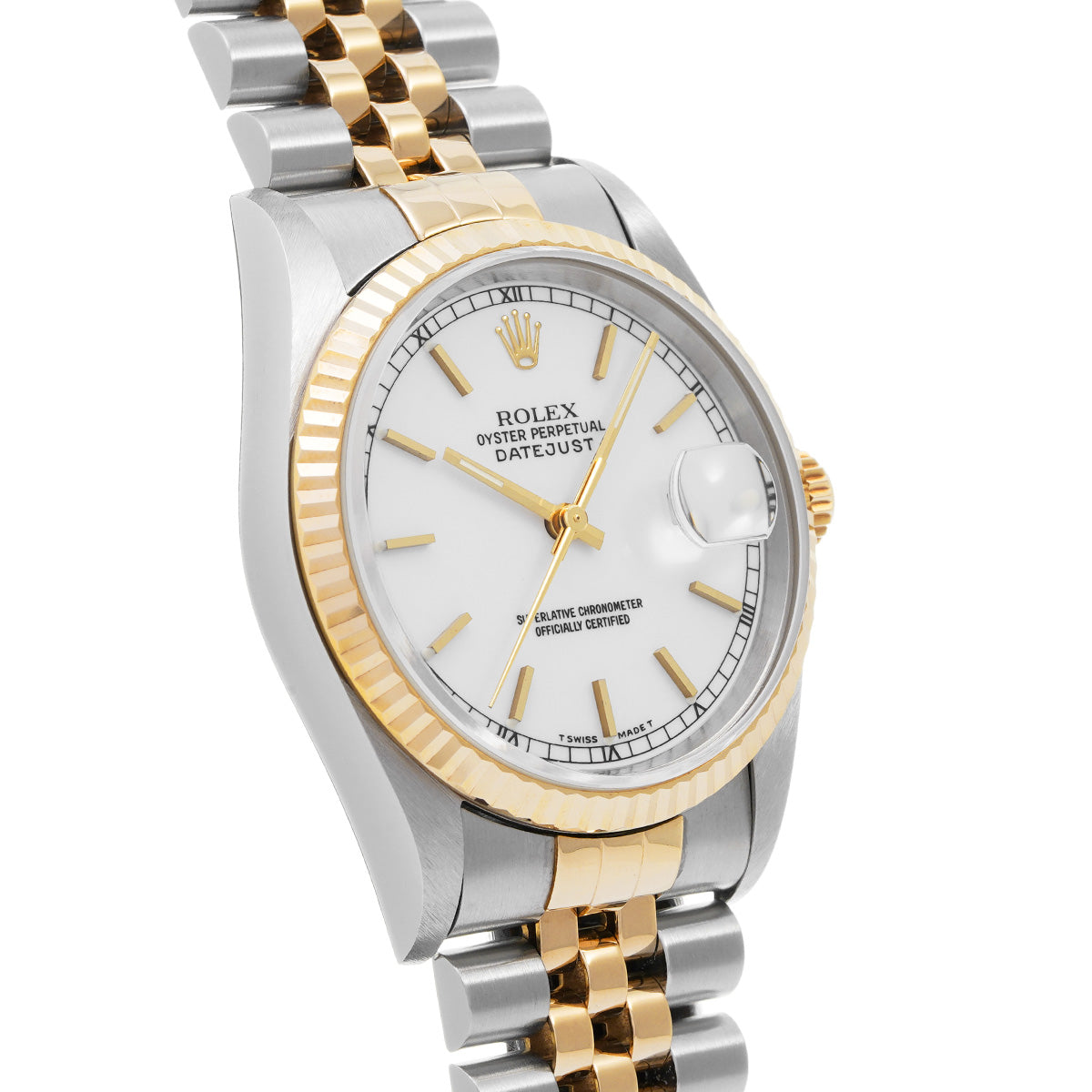DATE JUST 16233 T (manufactured circa 1997) White ROLEX Men's [Pre-Owned].