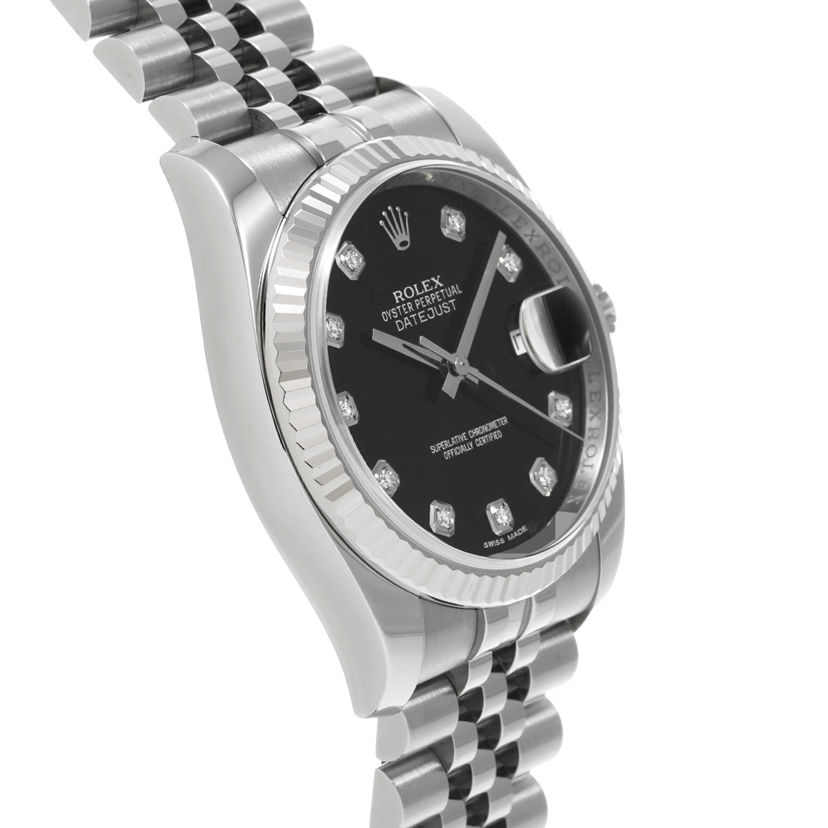 DATE JUST 116234G Random Serial Black/Diamond ROLEX Men's [Pre-Owned].
