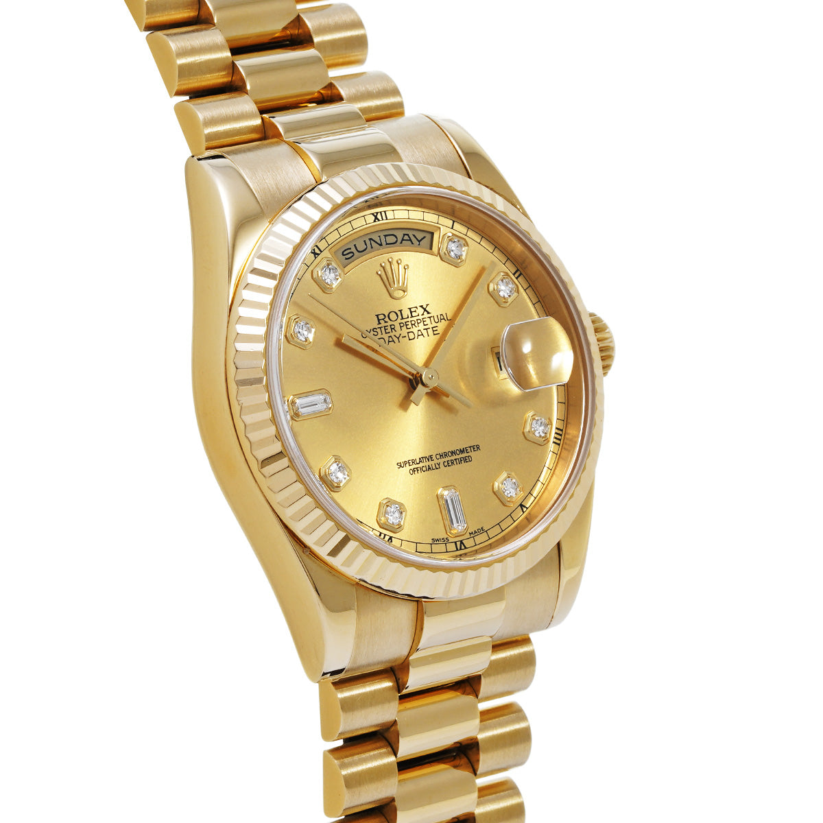 Day Date 118238A K (manufactured circa 2001) Champagne/Diamond ROLEX Men's [Pre-Owned].