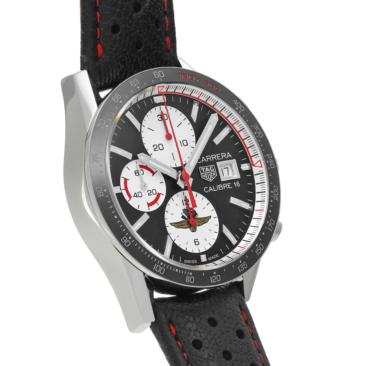 CARRERA Calibre 16 Chronograph Indy 500 Limited CV201AS.FC6429 Black/White TAG HEUER Mens [Pre-Owned]