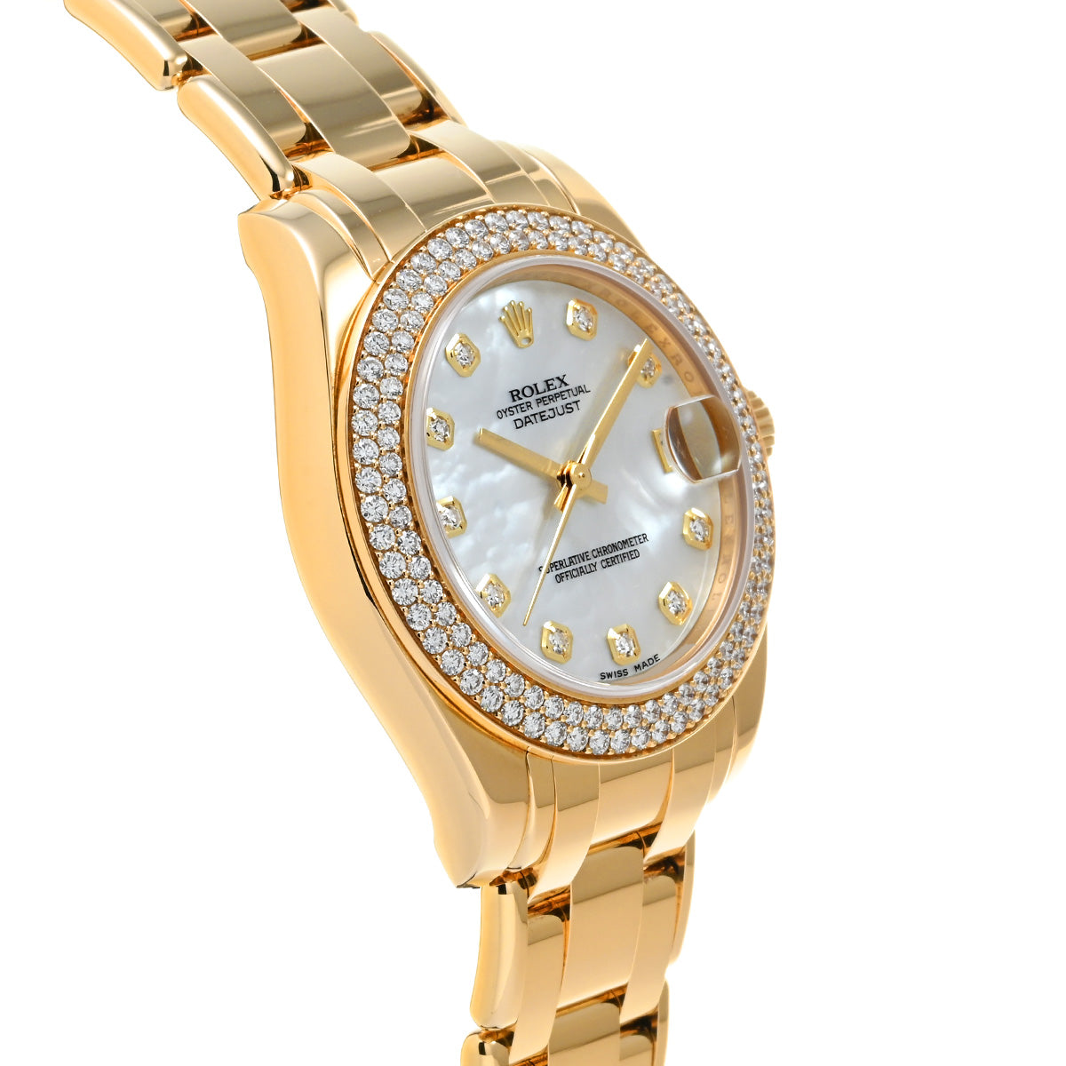 Datejust Pearlmaster 34 81338 Random Serial White MOP ROLEX Ladies [Pre-Owned].