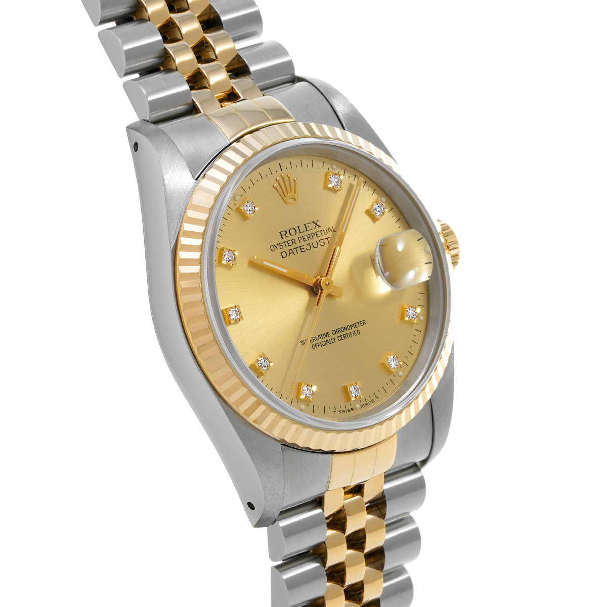 Datejust 16233G E (manufactured circa 1990) Champagne/Diamond ROLEX Men's [Pre-Owned].