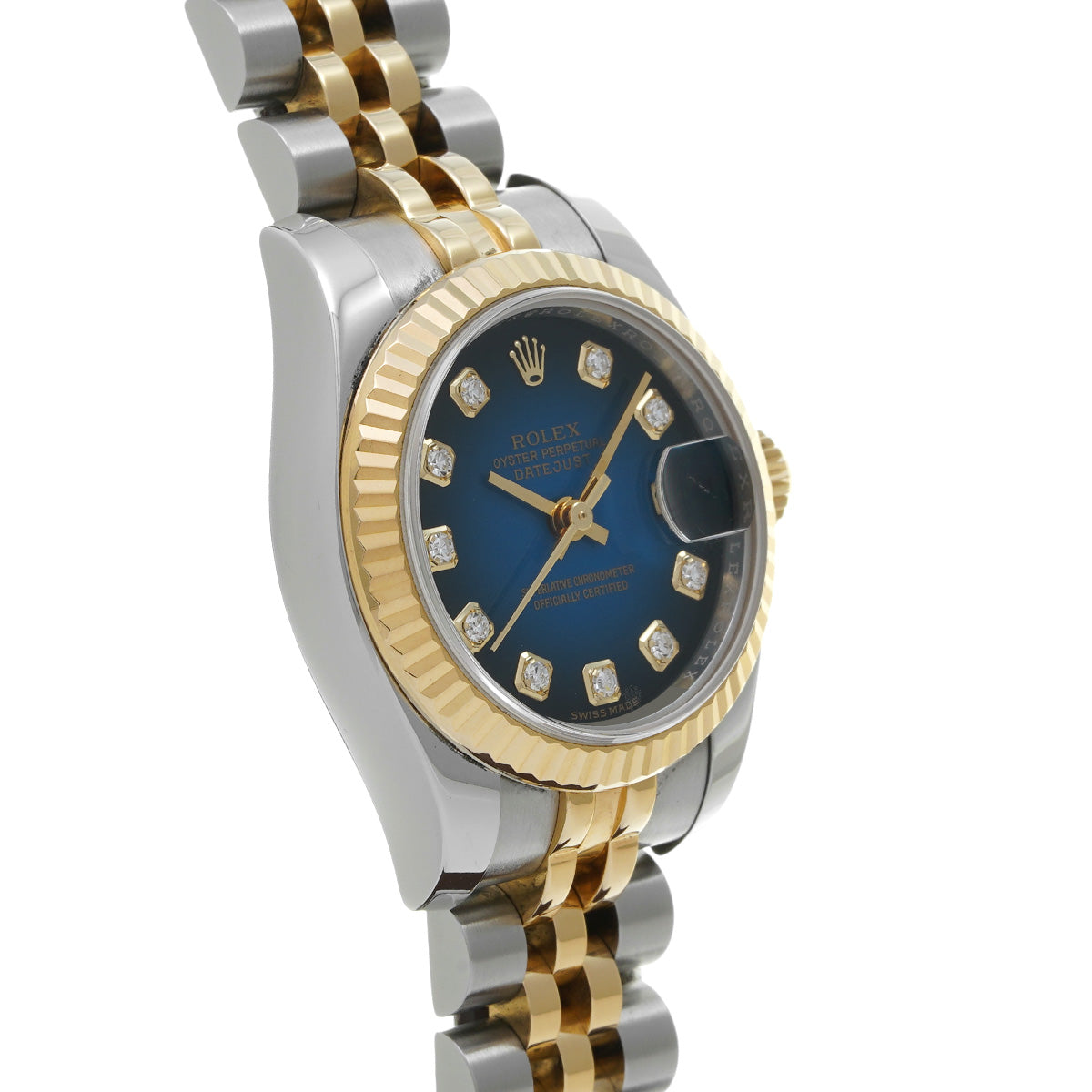 DATE JUST 179173G Random Serial Blue Gradation/Diamond ROLEX Ladies [Pre-Owned].