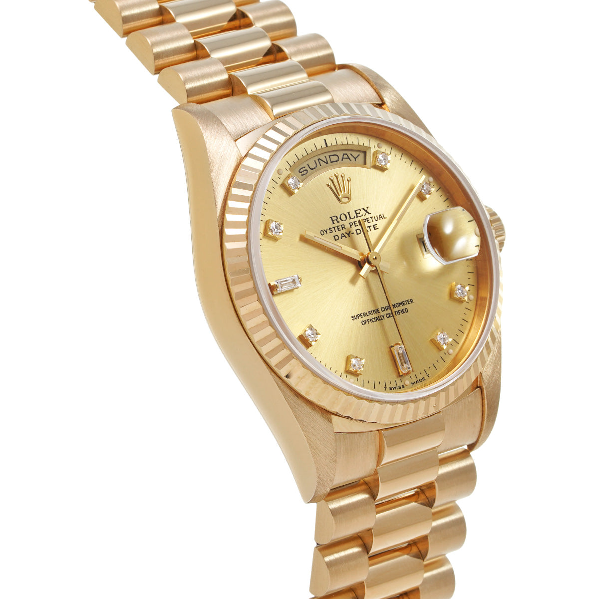 Day Date 18238A E (manufactured circa 1991) Champagne/Diamond ROLEX Men's [Pre-Owned].