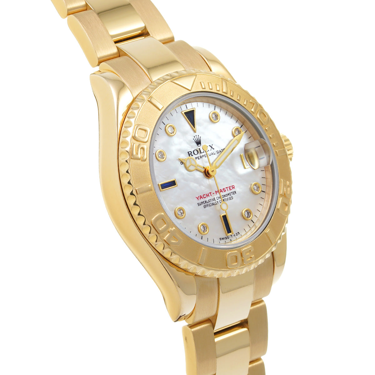 Yacht-Master 34 68628NGS T (manufactured circa 1996) White MOP/Diamond/Sapphire ROLEX Unisex [Pre-Owned].