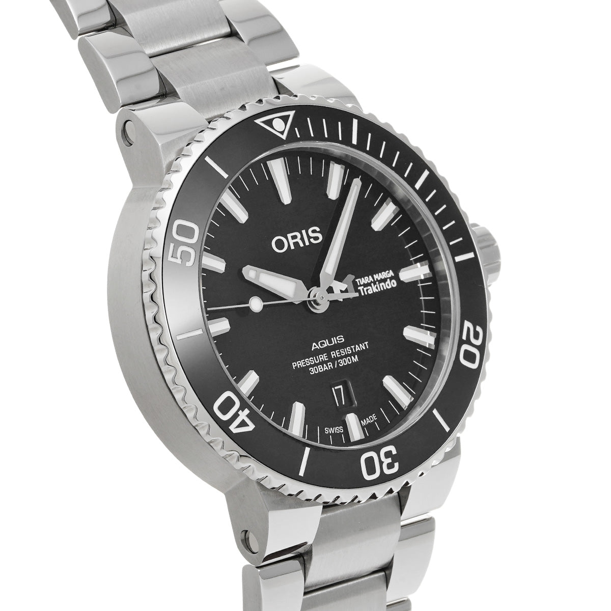 Aquis Date 01 733 7730 4134 Black ORIS Men's [pre-owned].