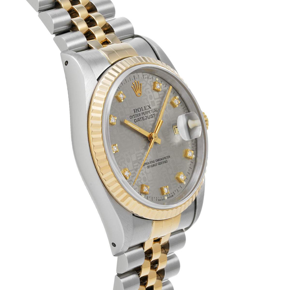 DATE JUST 16233G X (manufactured circa 1993) Gray Computer/Diamond ROLEX Men's [Pre-Owned].