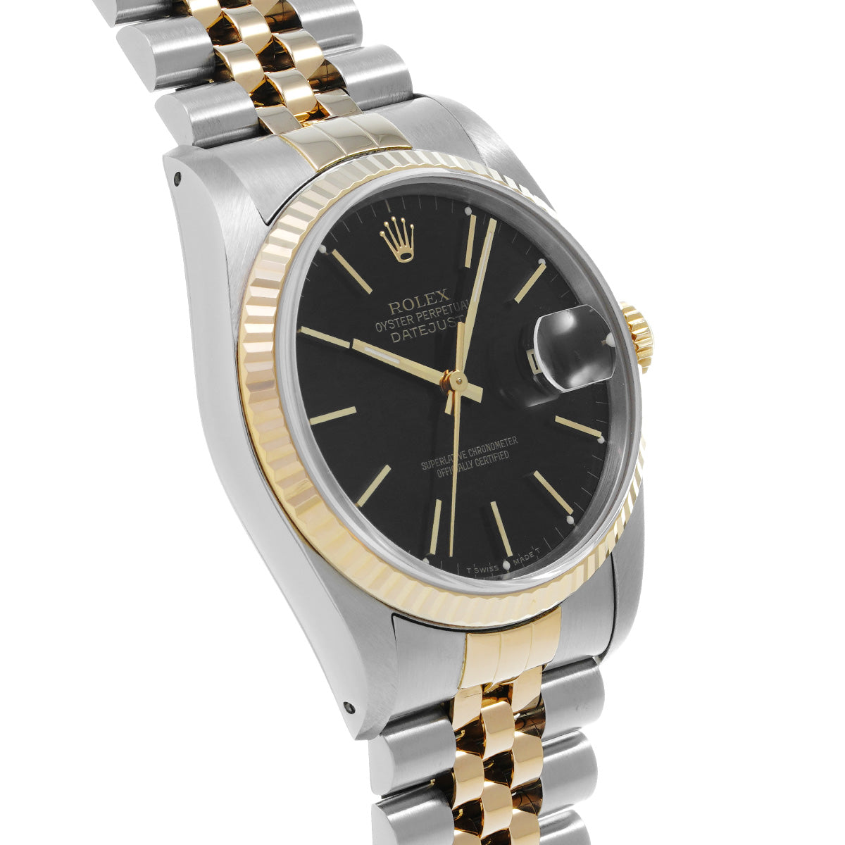 DATE JUST 16233 E (manufactured circa 1990) Black ROLEX Men's [Pre-Owned].