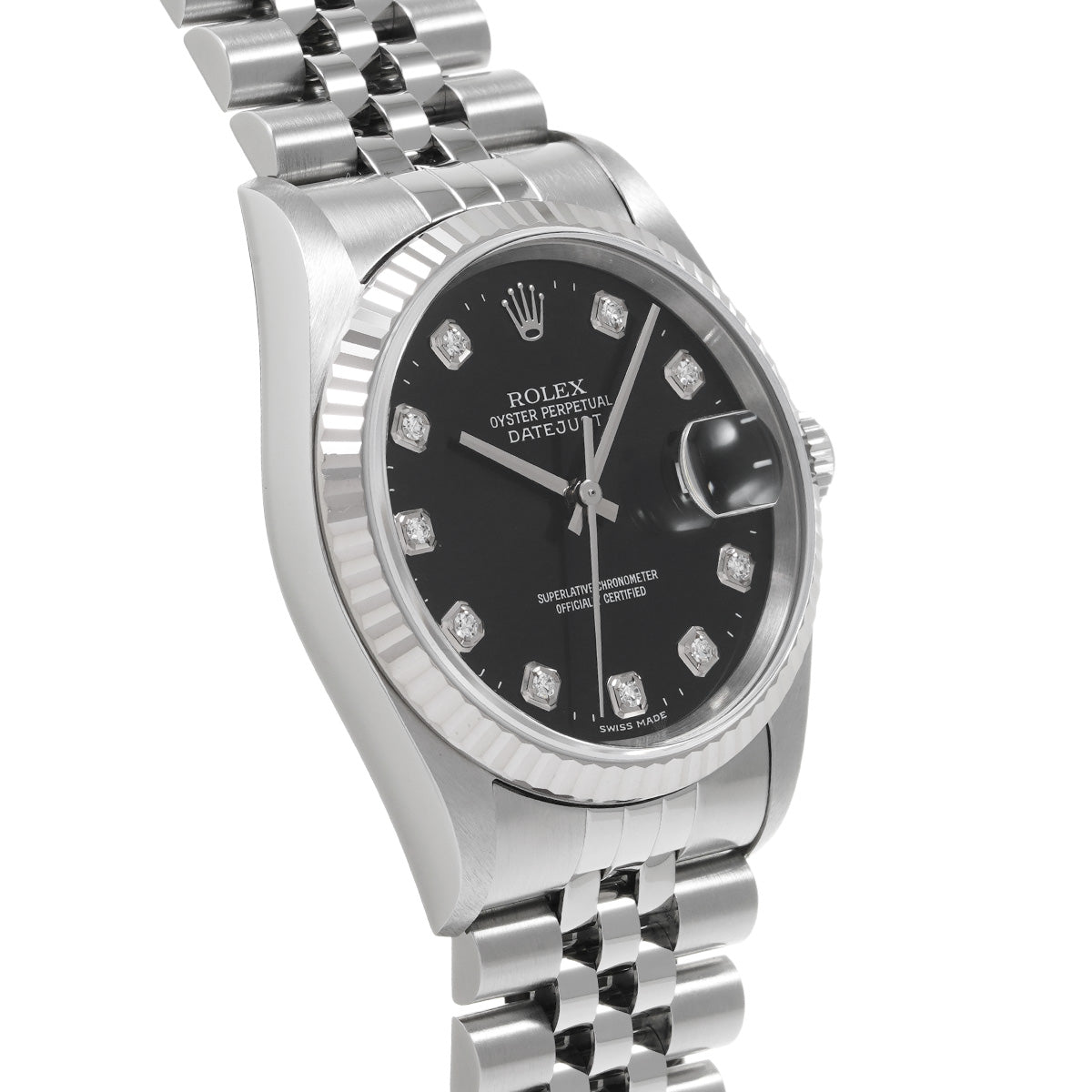 DATE JUST 16234G Y No. (manufactured circa 2003) Black/Diamond ROLEX Men's [Pre-Owned].
