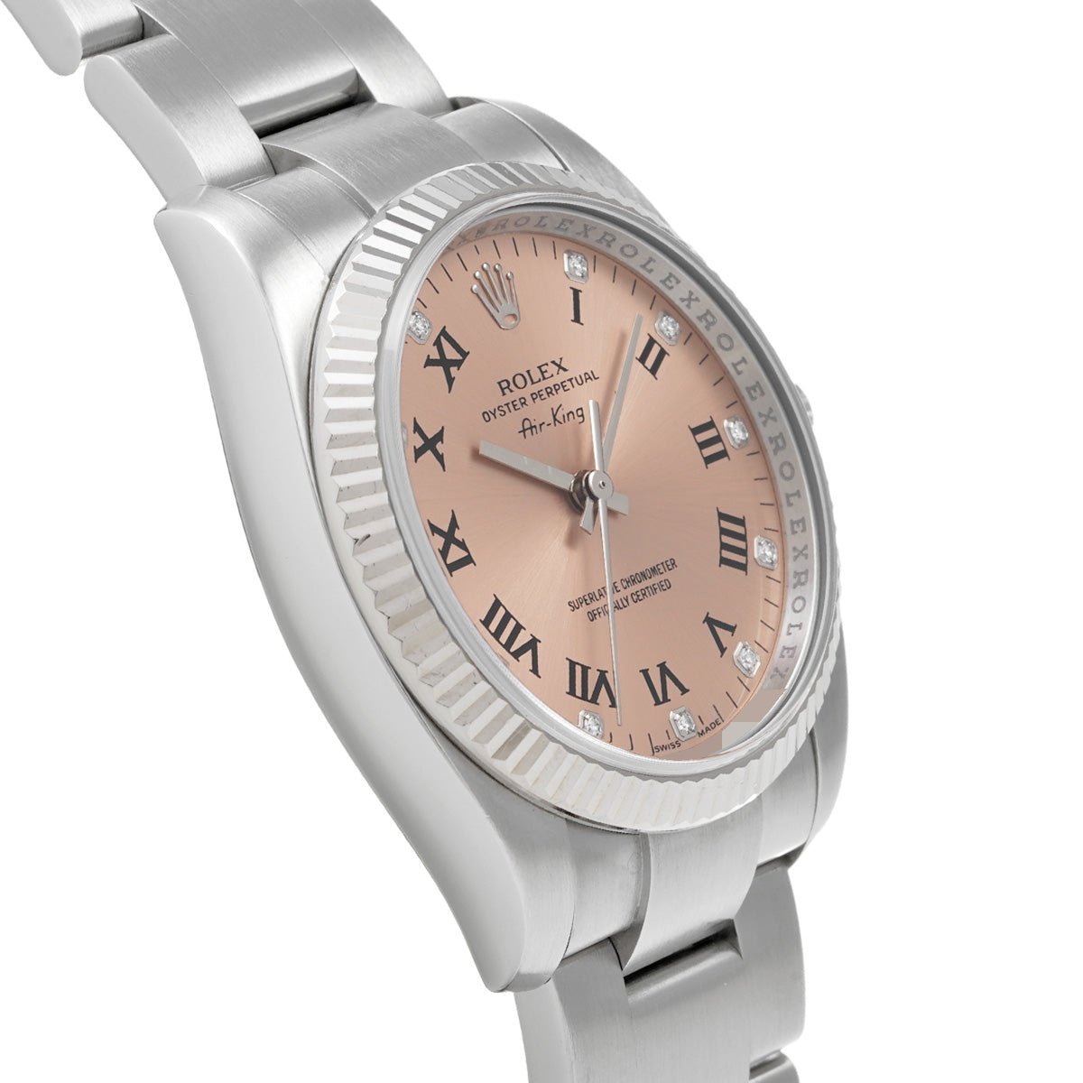 Air-King 114234G Z (manufactured circa 2006) Pink/Diamond ROLEX Men's [Pre-Owned].