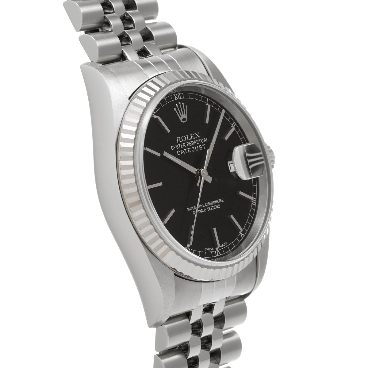 DATE JUST 16234 K (manufactured circa 2001) Black ROLEX Men's [Pre-Owned].