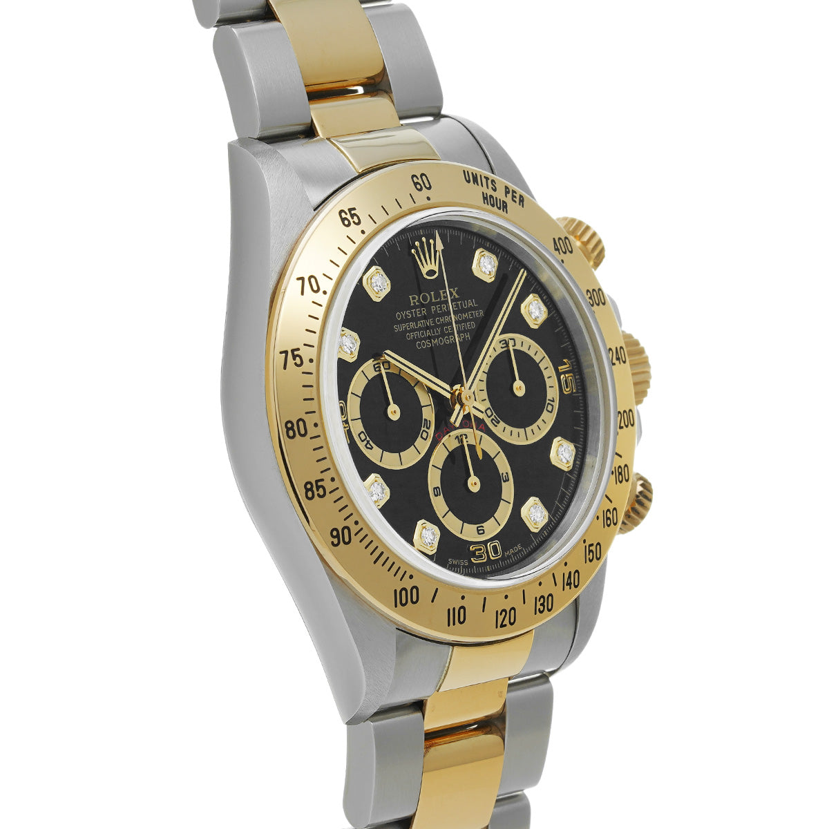 Cosmograph Daytona 16523G U No. (manufactured circa 1997) Black/Diamond ROLEX Men's [Pre-Owned].