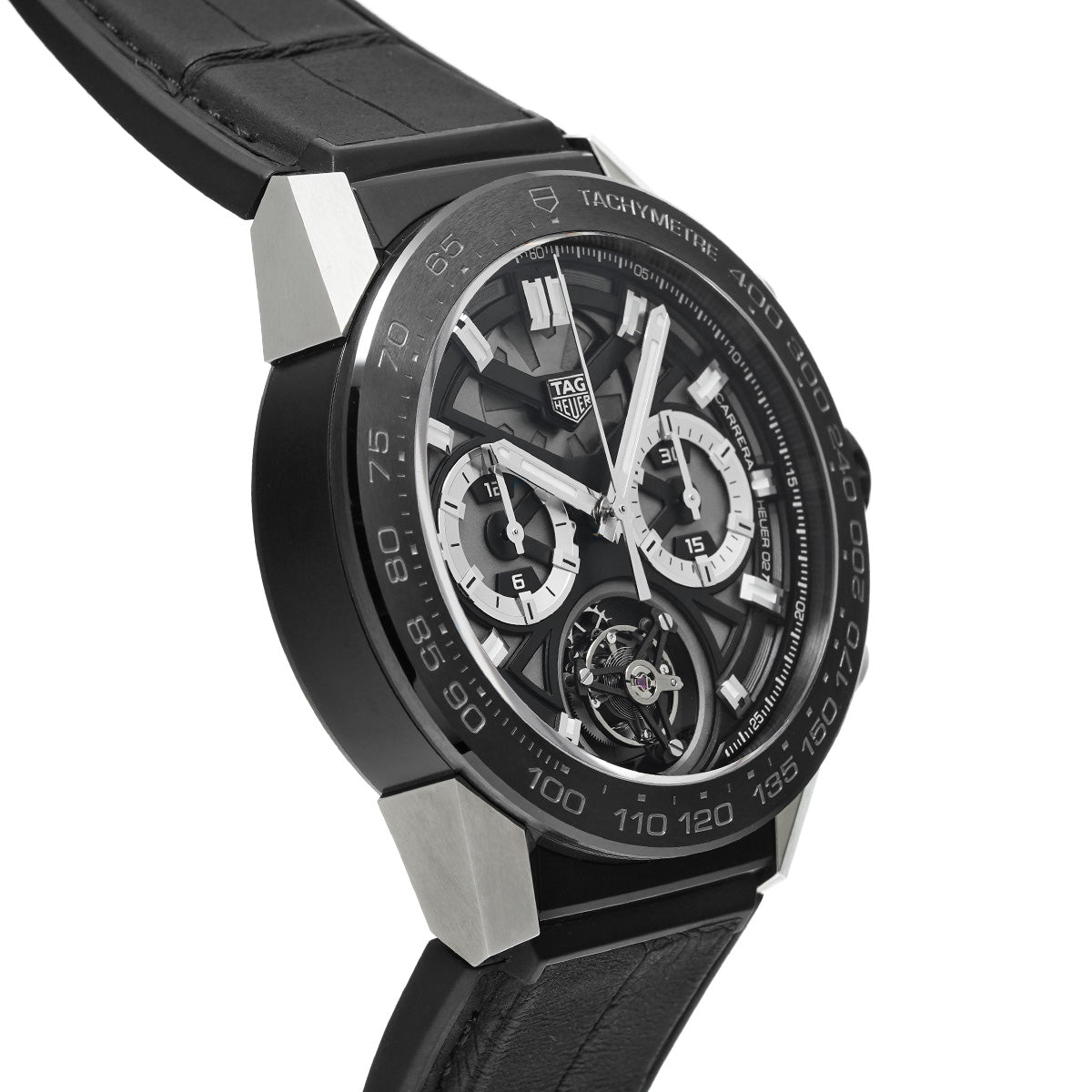 CARRERA Calibre Heuer 02T Chronograph Tourbillon CAR5A8Y.FC6377 Black TAG HEUER Men's [Pre-Owned].