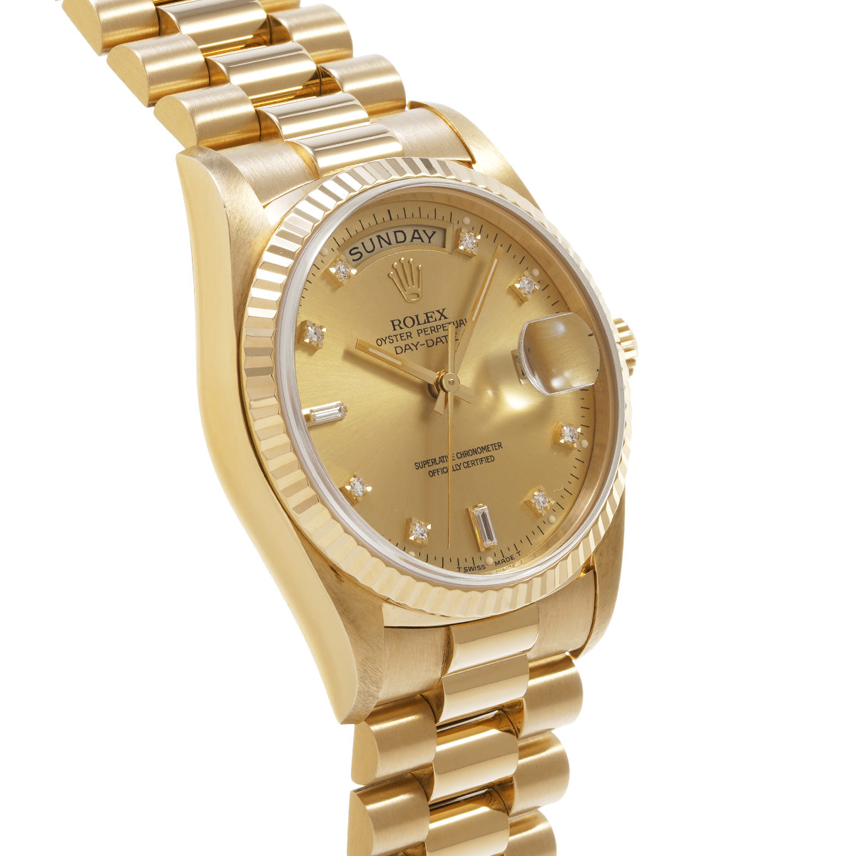 Day Date 18238A L (manufactured circa 1989) Champagne/Diamond ROLEX Men's [Pre-Owned].