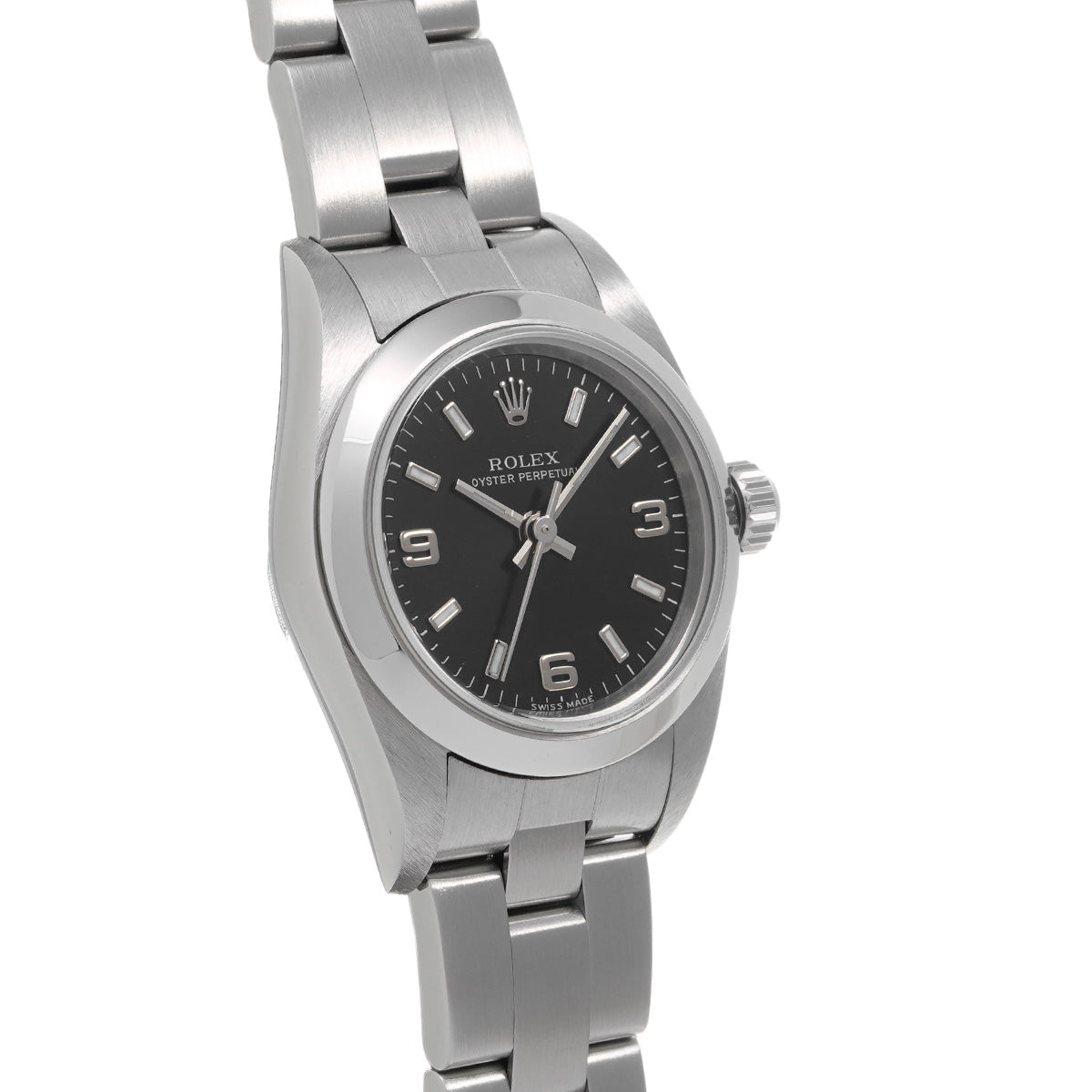 Oyster Perpetual 76080 P (manufactured circa 2000) Black ROLEX Ladies [Pre-Owned].