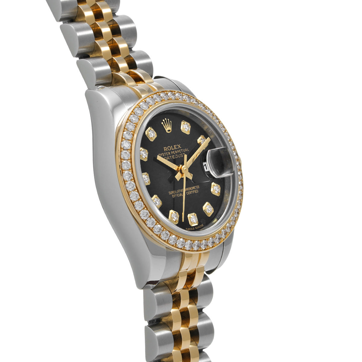 DATE JUST 179383G Random Serial Black/Diamond ROLEX Ladies [Pre-Owned].