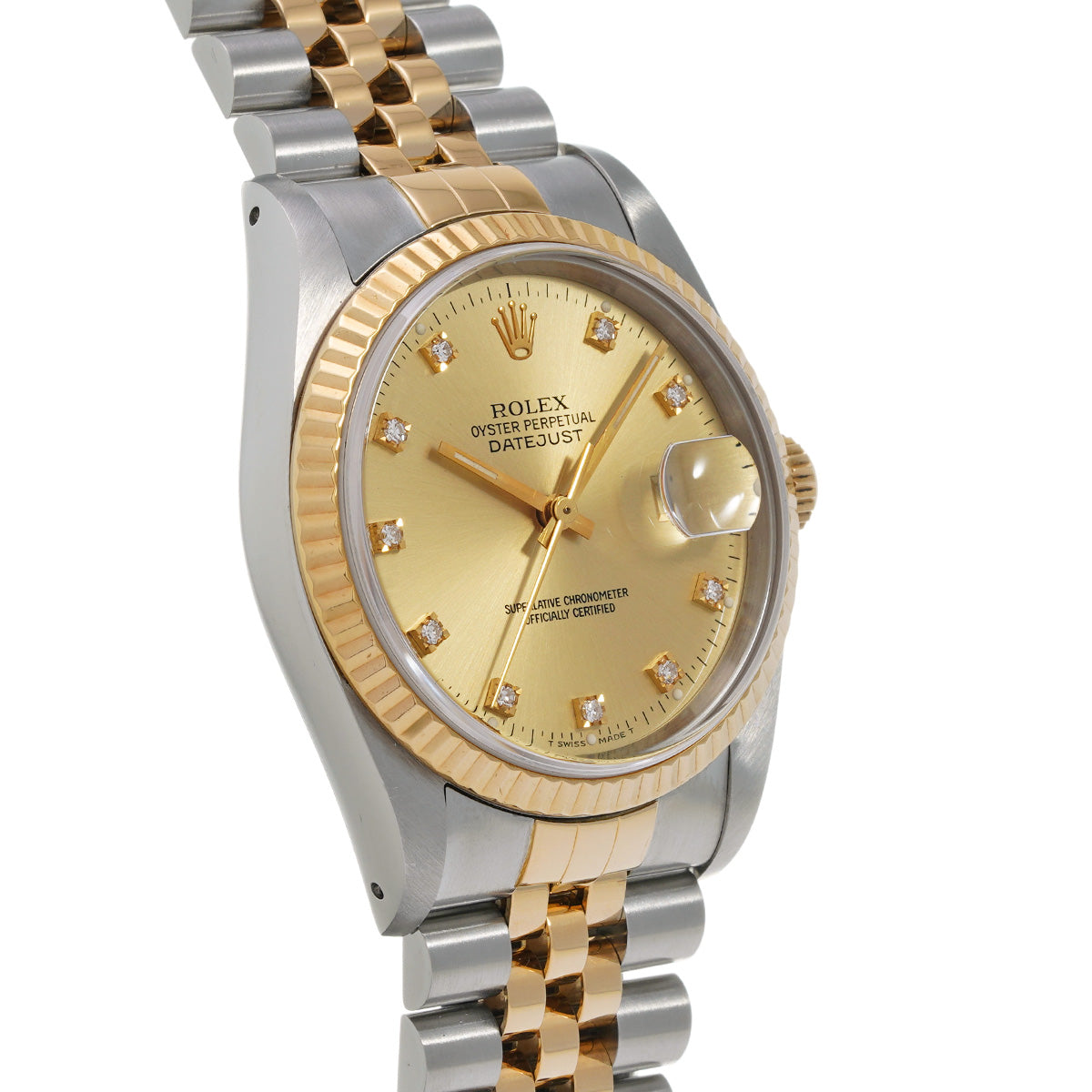 Datejust 16233G L (manufactured circa 1990) Champagne/Diamond ROLEX Men's [Pre-Owned].