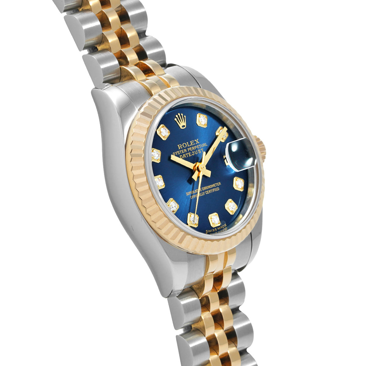 DATE JUST 179173G Y (made around 2002) Blue/Diamond ROLEX Ladies [Pre-Owned].