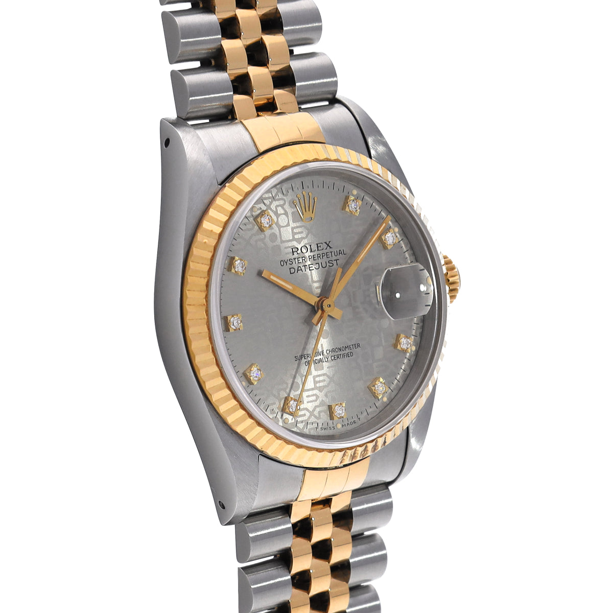 DATE JUST 16233G X (manufactured circa 1993) Gray Computer/Diamond ROLEX Men's [Pre-Owned].
