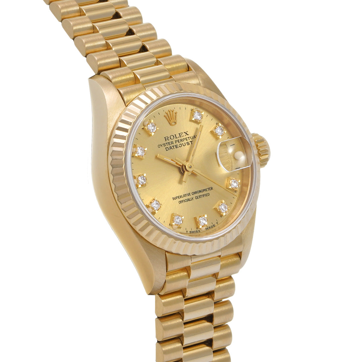 DATE JUST 69178G R (manufactured circa 1987) Champagne/Diamond ROLEX Ladies [Pre-Owned].