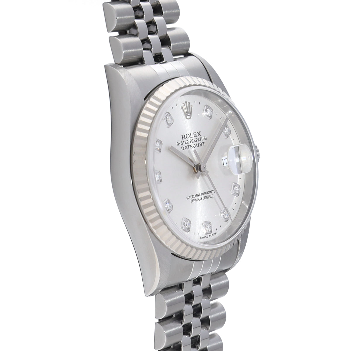 DATE JUST 16234G T (manufactured circa 1997) Silver/Diamond ROLEX Men's [Pre-Owned].