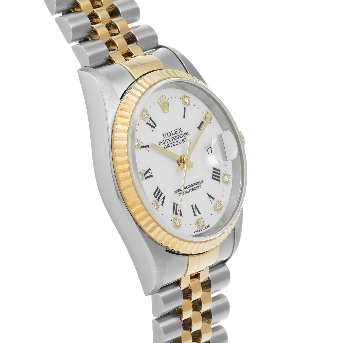 DATE JUST 16233G W (made around 1995) White/Diamond ROLEX Men's [Pre-Owned].