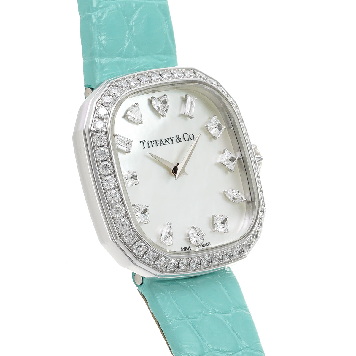 75366116 Eternity 28 mm cushion shape watch White MOP/diamond TIFFANY &amp; Co. ladies [pre-owned]