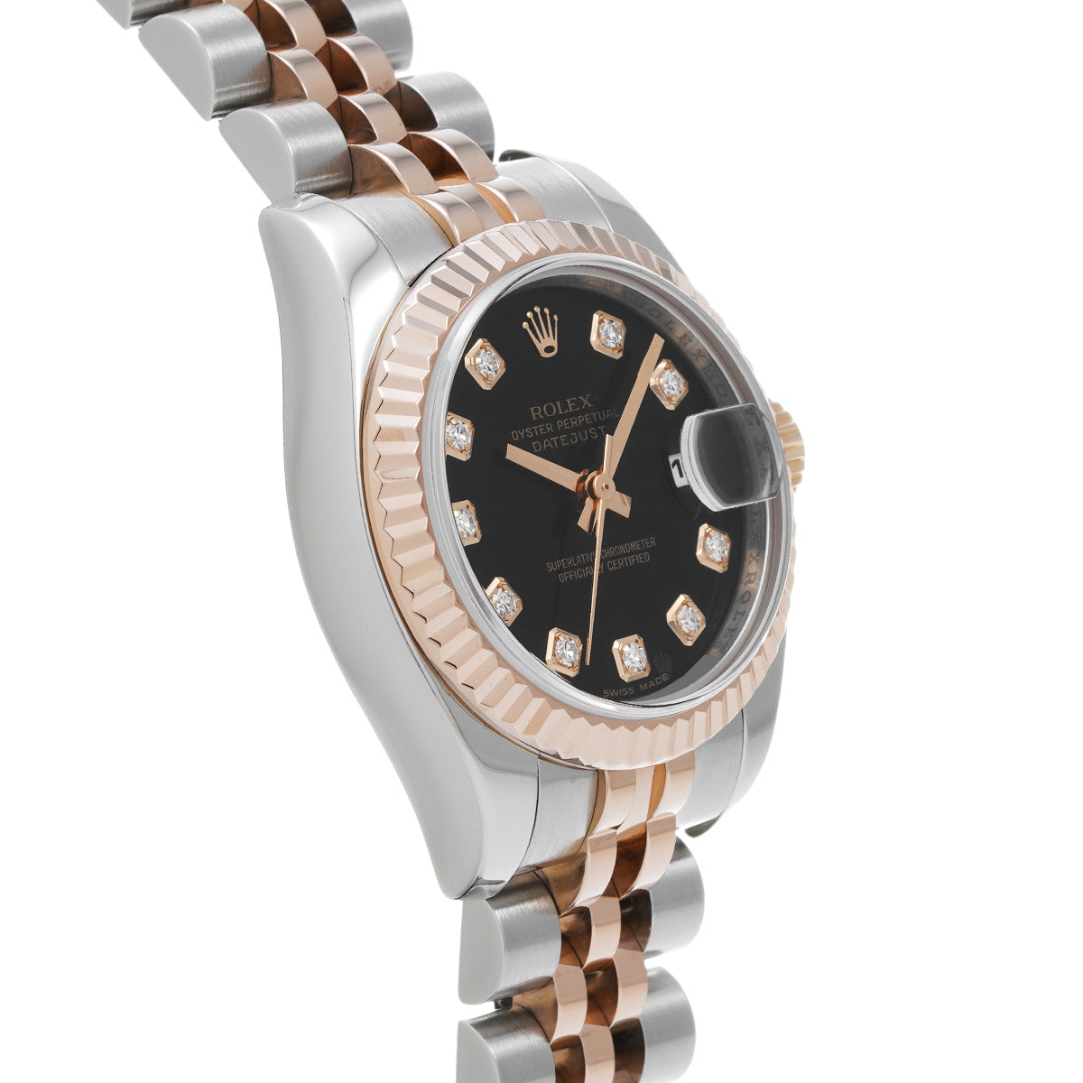 DATE JUST 179171G (manufactured circa 2005) Black/Diamond ROLEX Ladies [Pre-Owned].