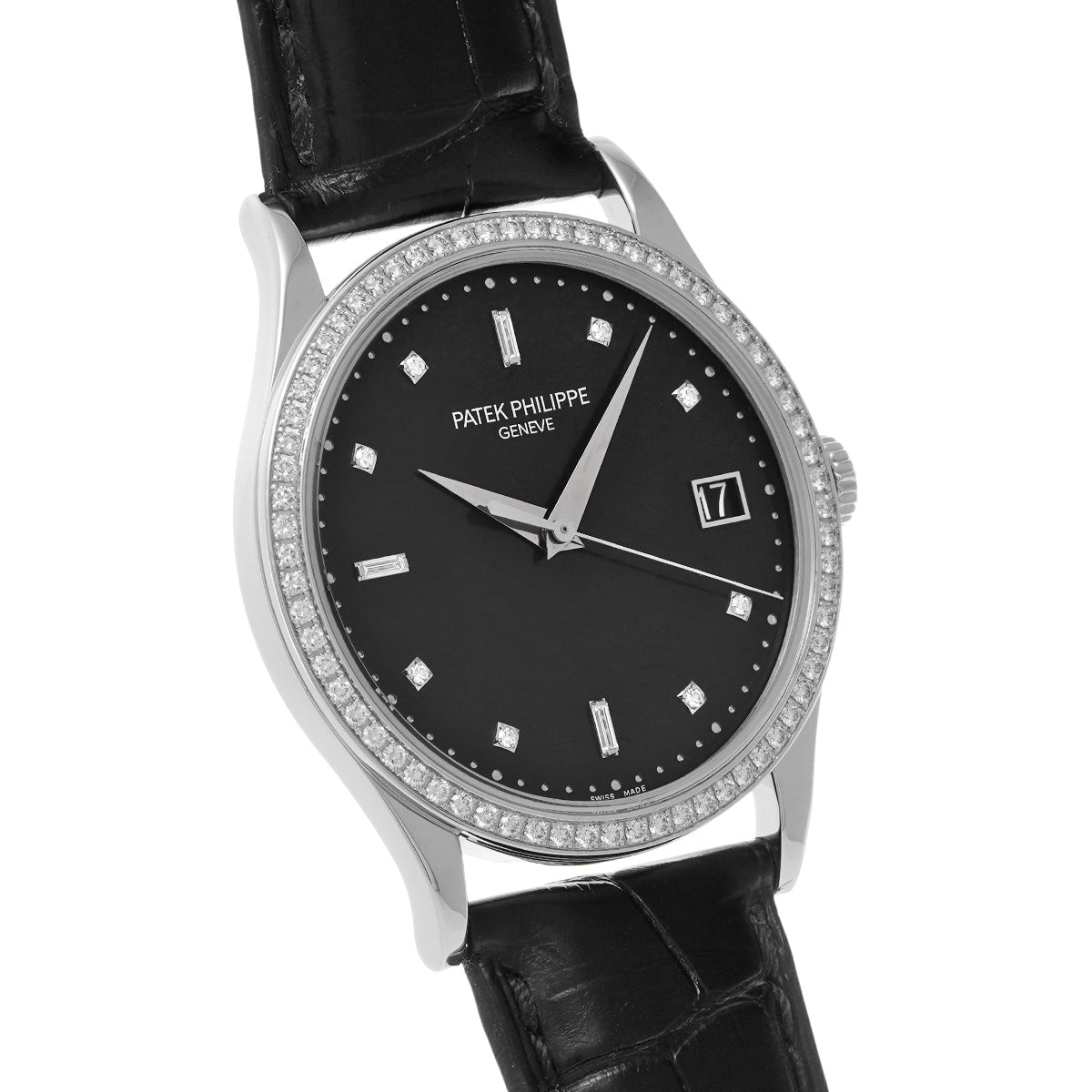 Calatrava 5297G-001 Black/Diamond PATEK PHILIPPE Men's [Pre-Owned].