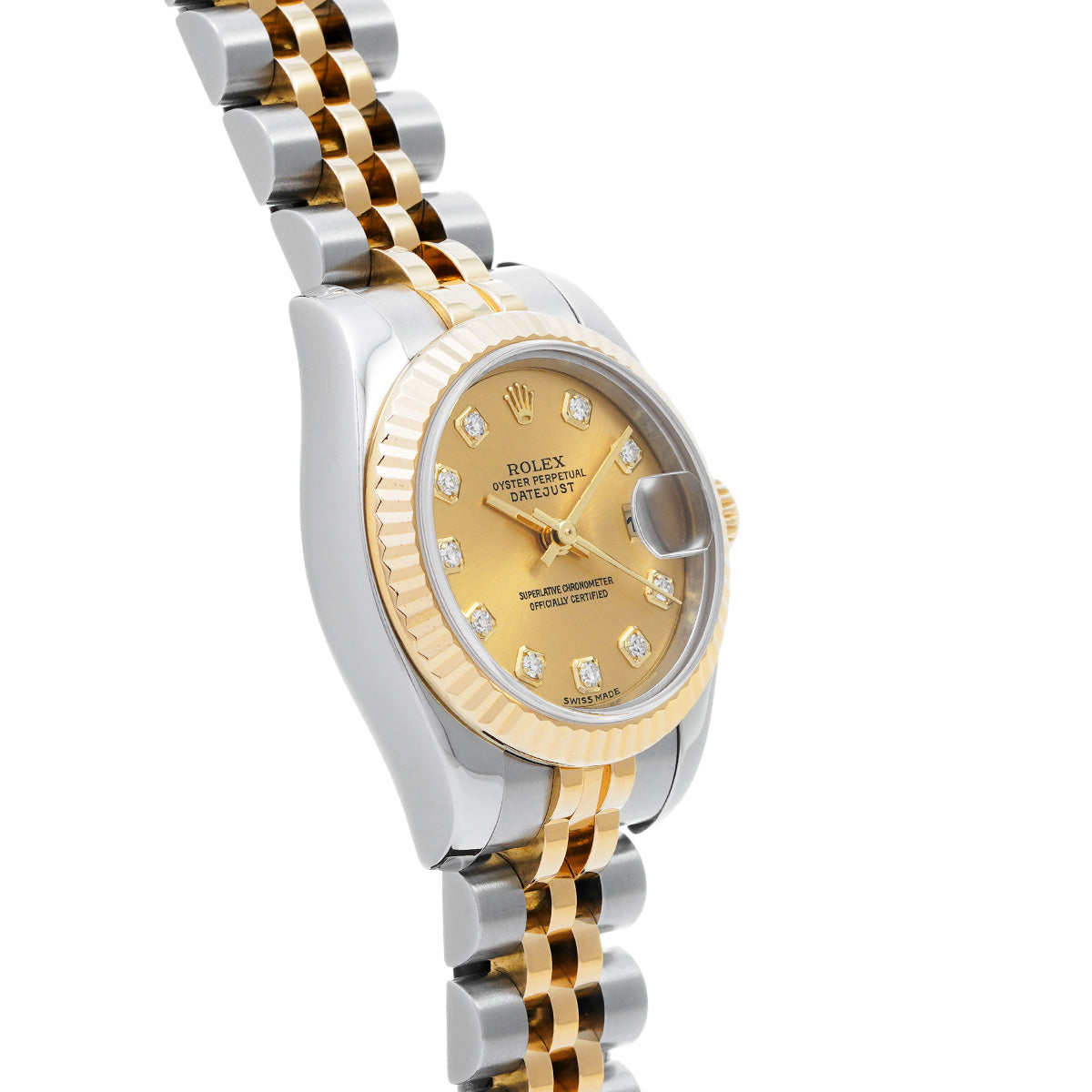 DATE JUST 179173G F (made around 2004) Champagne/Diamond ROLEX Ladies [Pre-Owned].