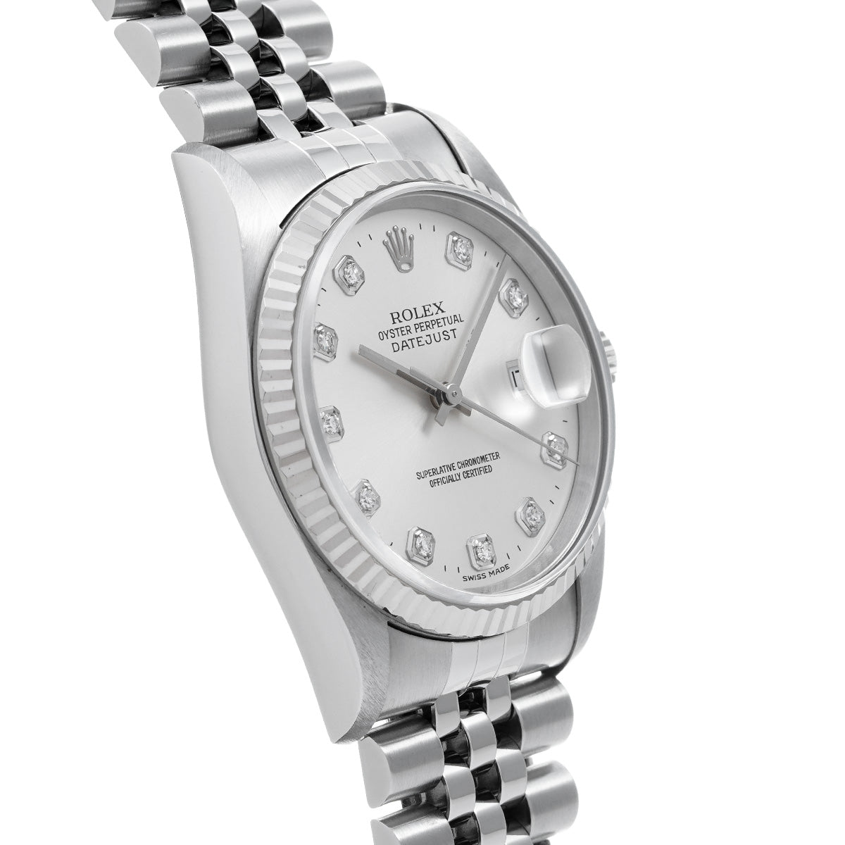 DATE JUST 16234G T (manufactured circa 1997) Silver/Diamond ROLEX Men's [Pre-Owned].
