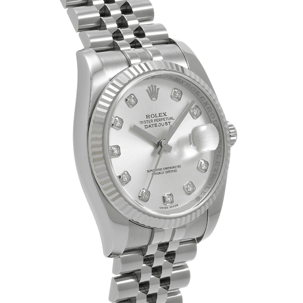 DATE JUST 116234G M (manufactured circa 2007) Silver/Diamond ROLEX Men's [Pre-Owned].