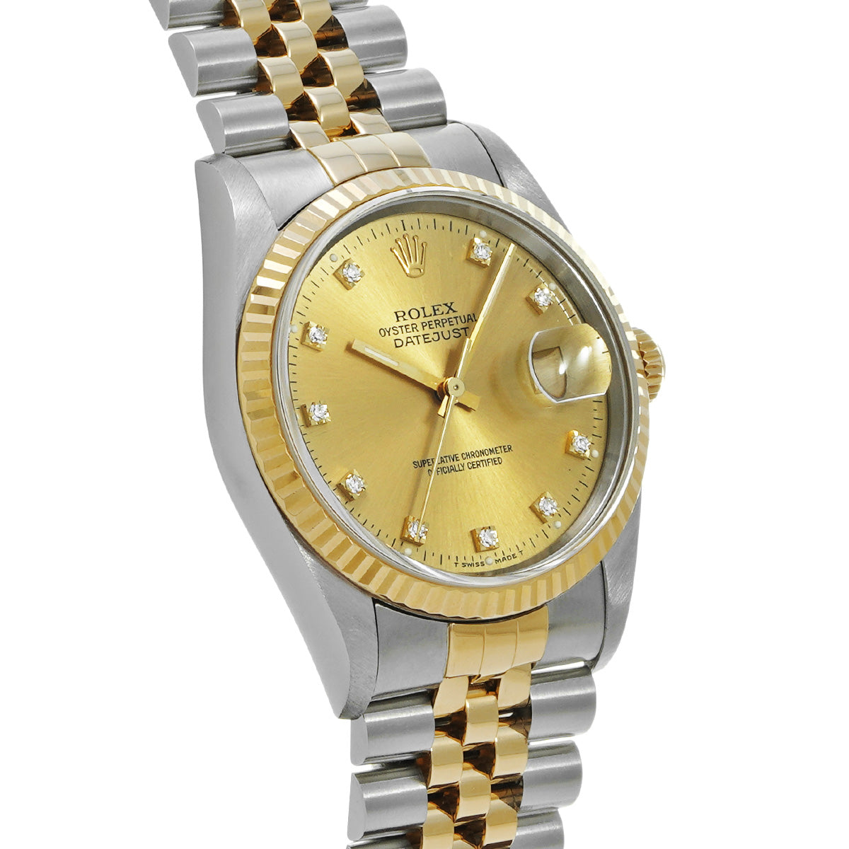 Datejust 16233G S (manufactured circa 1993) Champagne/Diamond ROLEX Men's [Pre-Owned].