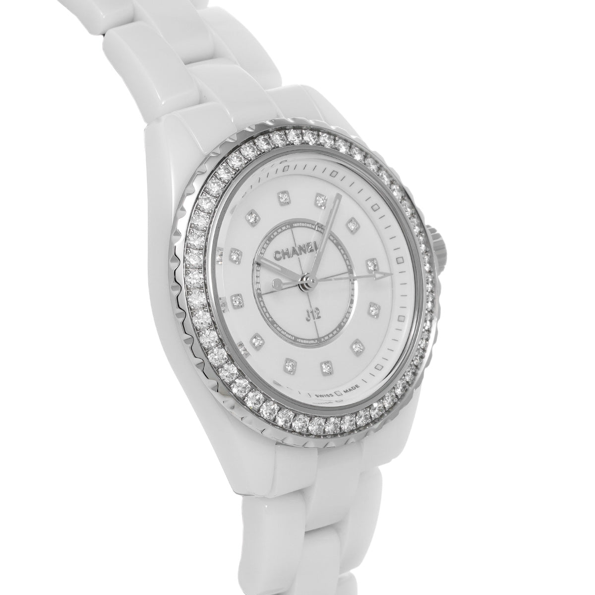 J12 33MM H6418 White/Diamond CHANEL Ladies [Pre-owned].