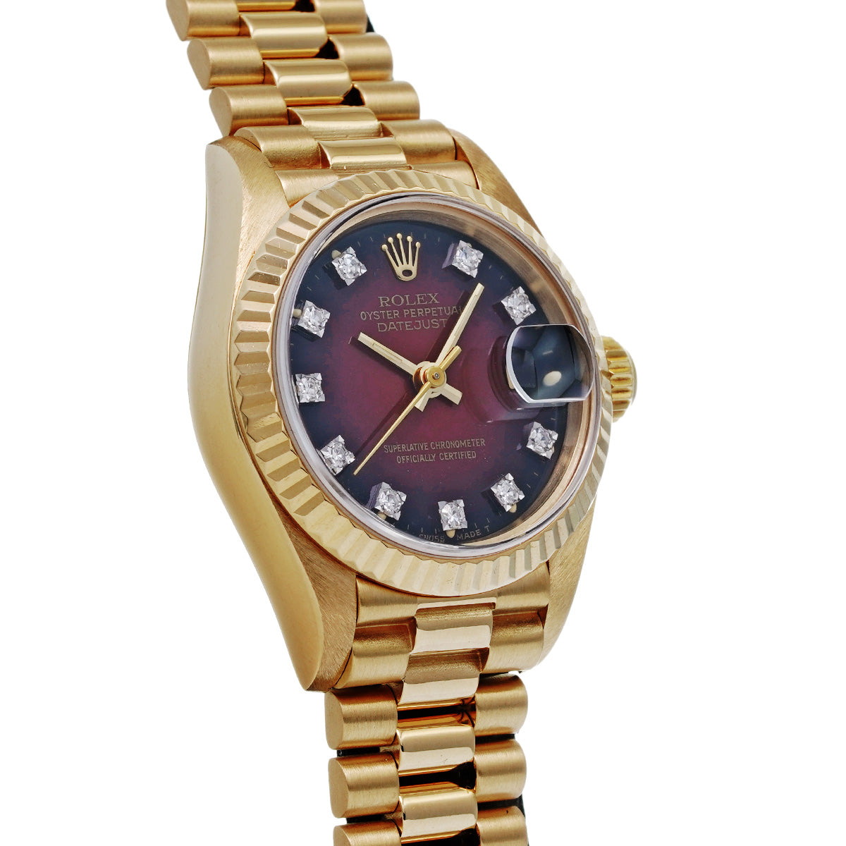 DATE JUST 69178G 87th (manufactured circa 1984) Cherry Gradation/Diamond ROLEX Ladies [Pre-Owned].