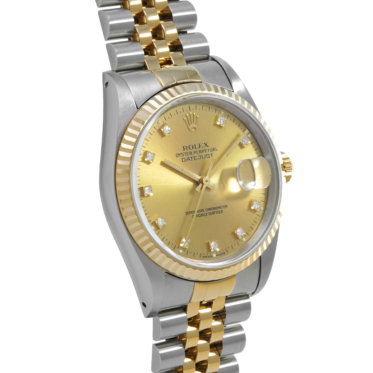 DATE JUST 16233G X (manufactured circa 1993) Champagne/Diamond ROLEX Men's [Pre-Owned].